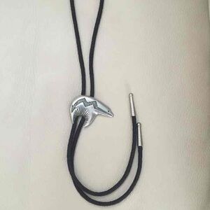 Tie Slide Bolo Western Black Bear Silver Necklace